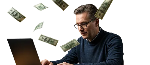 person trading on his laptop